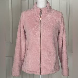 Adrienne Vittadini Jacket Lightweight Fleece Pink Full Zip Cool Weather Cozy S